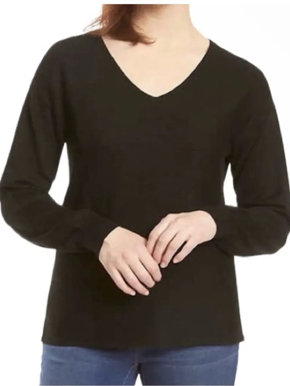 Ella Moss Black V-Neck Pullover Sweater